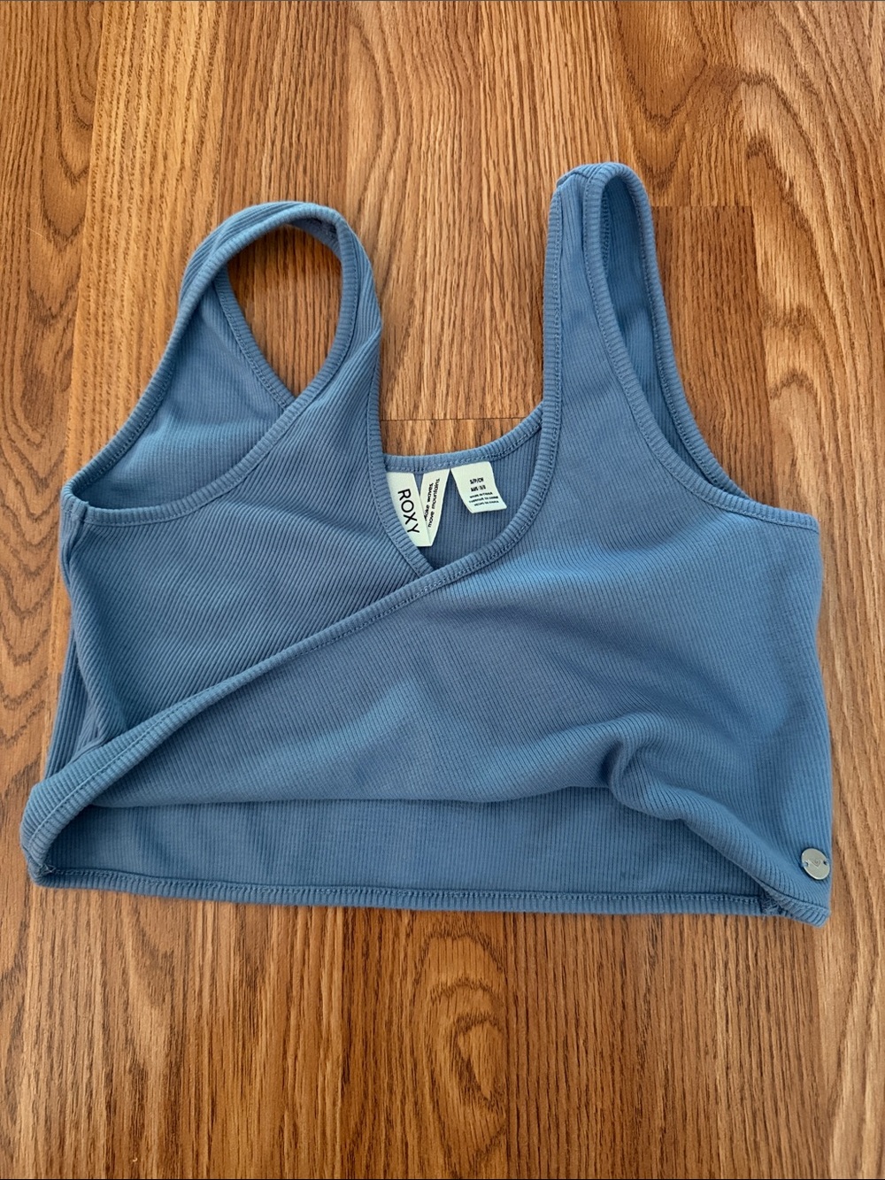 Roxy Dusty Blue Ribbed Cropped Tank